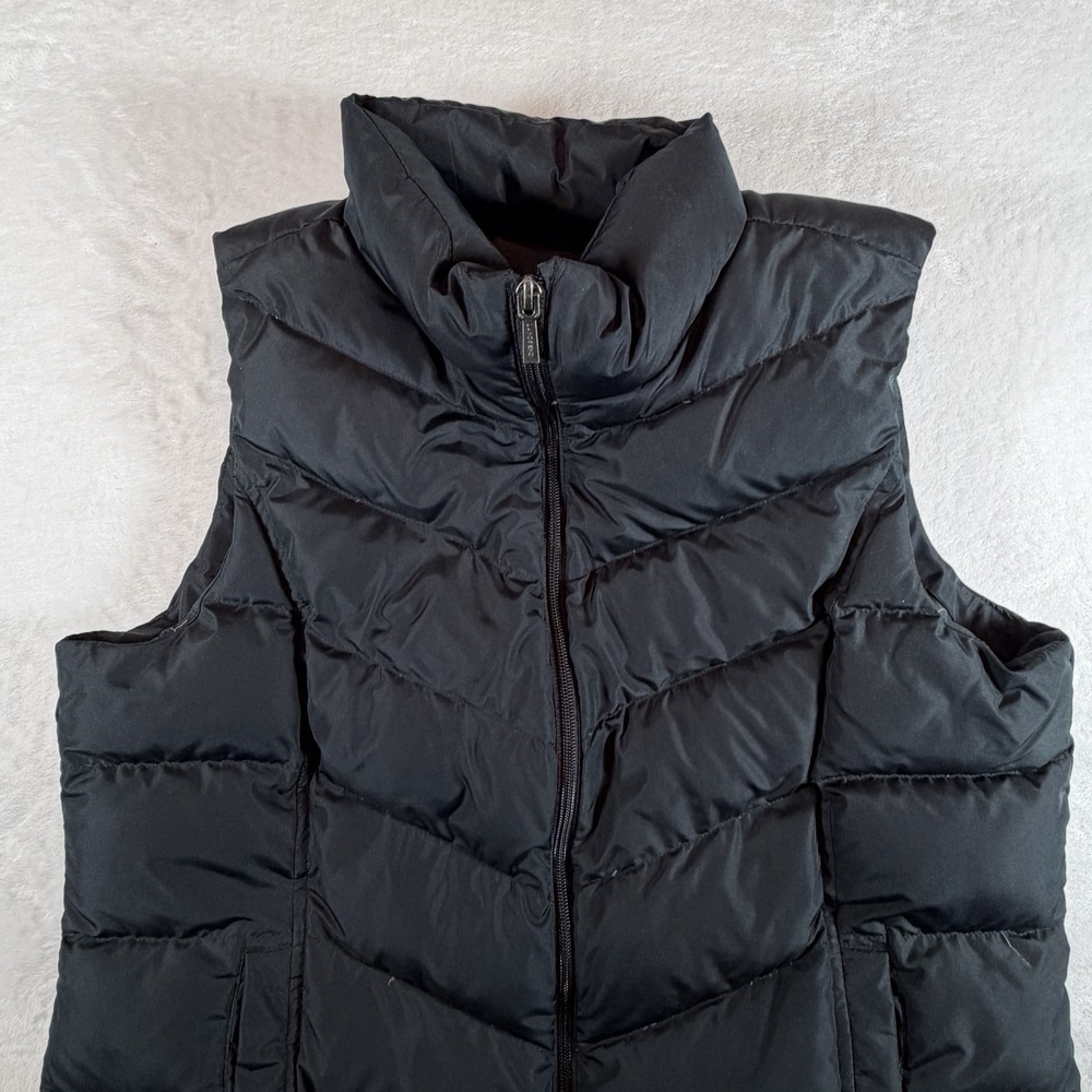Lands‎ End Vest Women's Sz L Black Puffer Down Slash Pockets Gorpcore - Picture 2 of 9